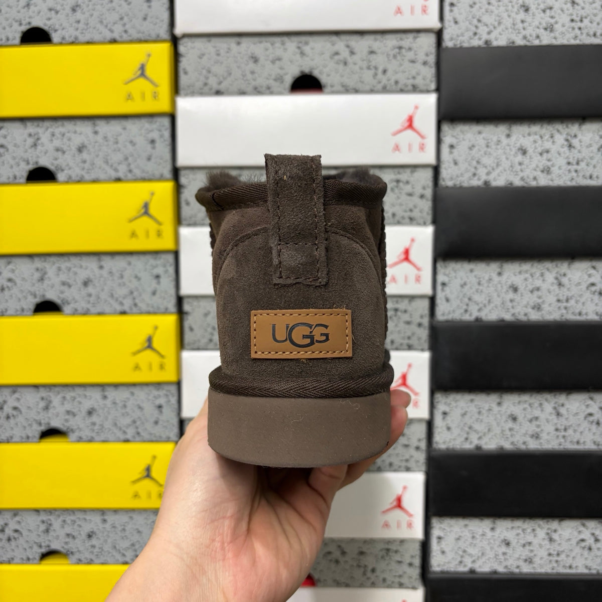 UGG Classic Ultra Mini Boot – Espresso Suede Ankle Boot with Sheepskin Lining & Tonal Dark Brown Sole
