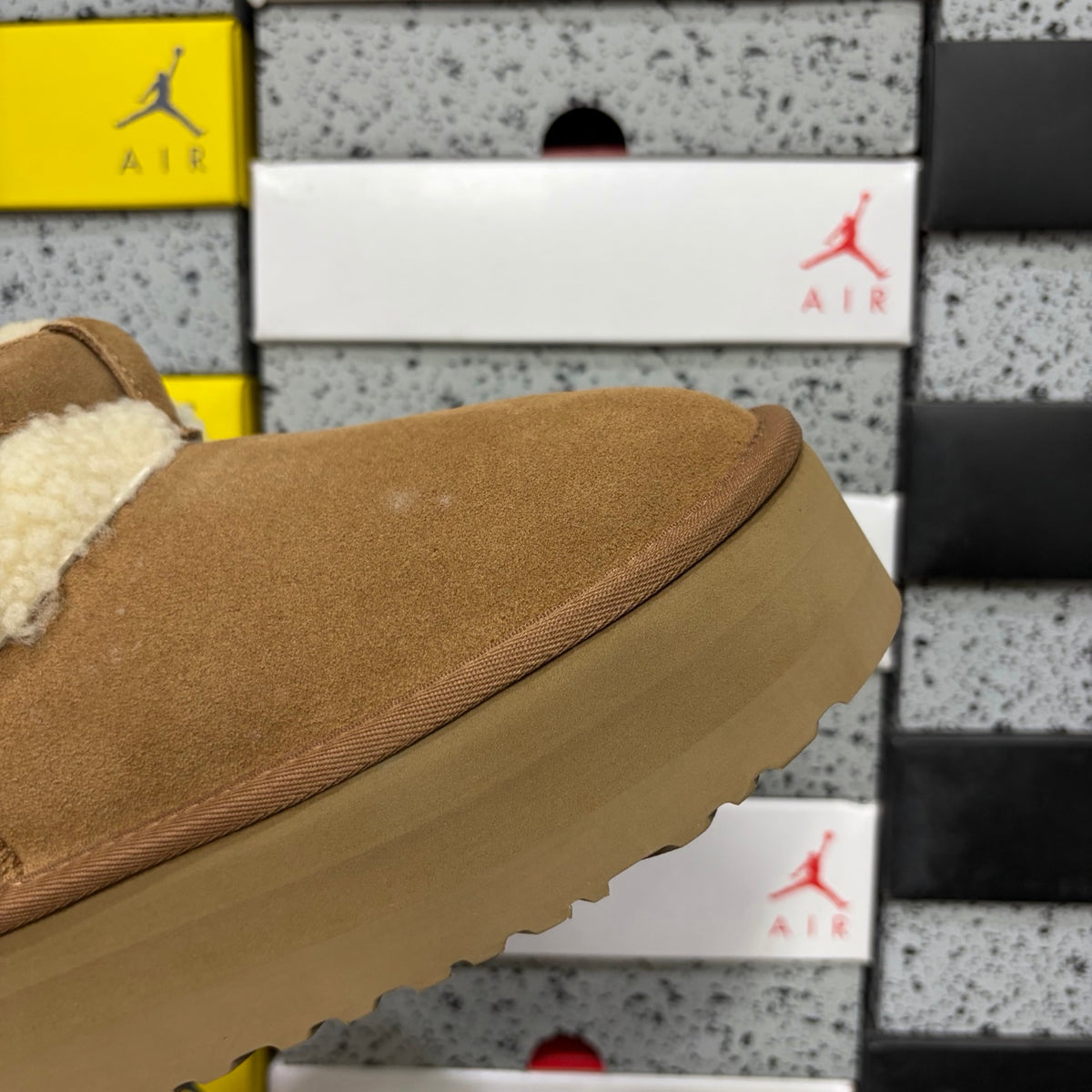 UGG Round-Toe Buckle Mid-Shaft Boot – Chestnut Suede with Sheepskin Lining
