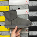 UGG Kallen Lace – Grey Suede Platform Bootie with Cream Sheepskin Cuff
