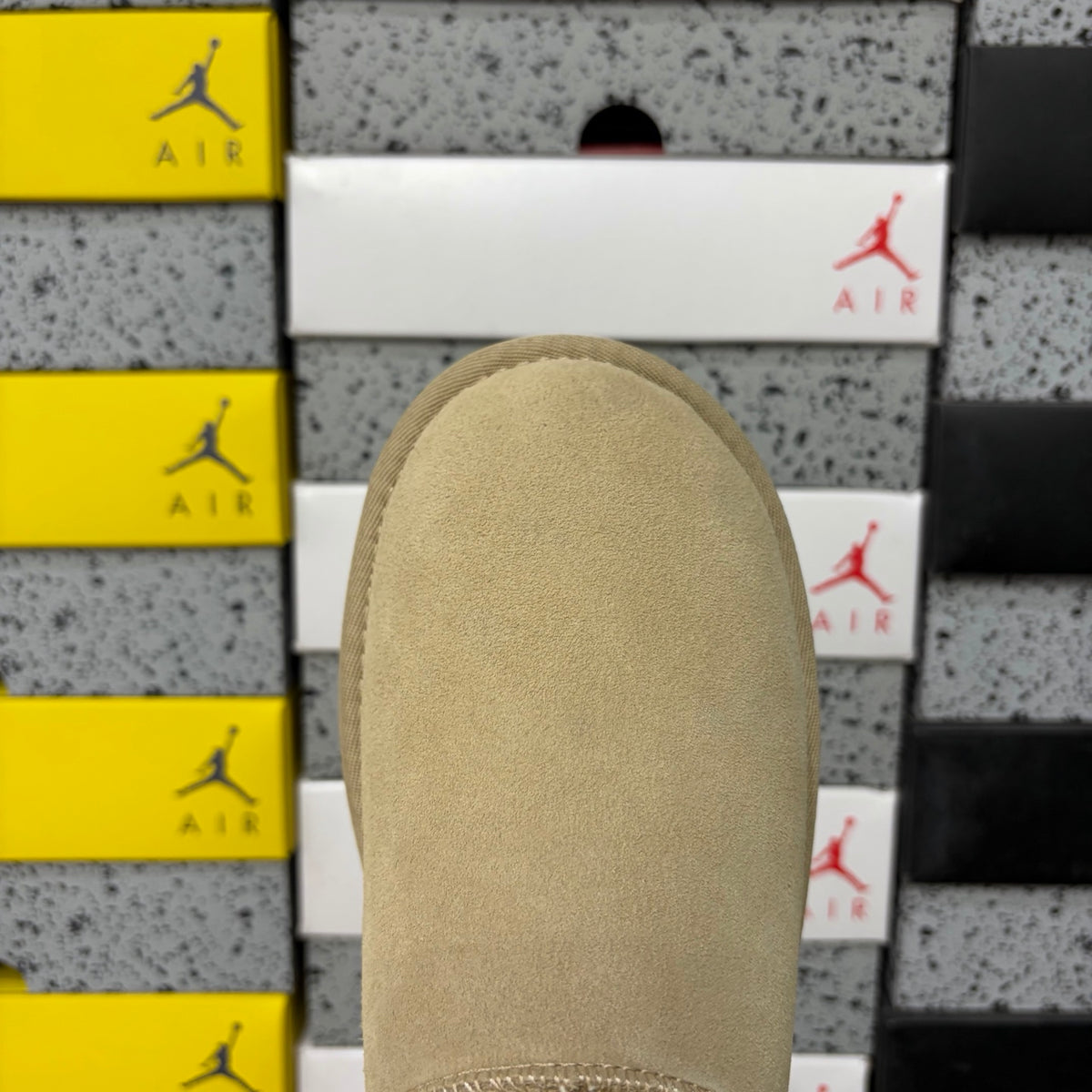 UGG Ultra Mini Boot – Sand Suede Low Ankle Boot with Cream Sheepskin Lining & Tonal Gum Sole