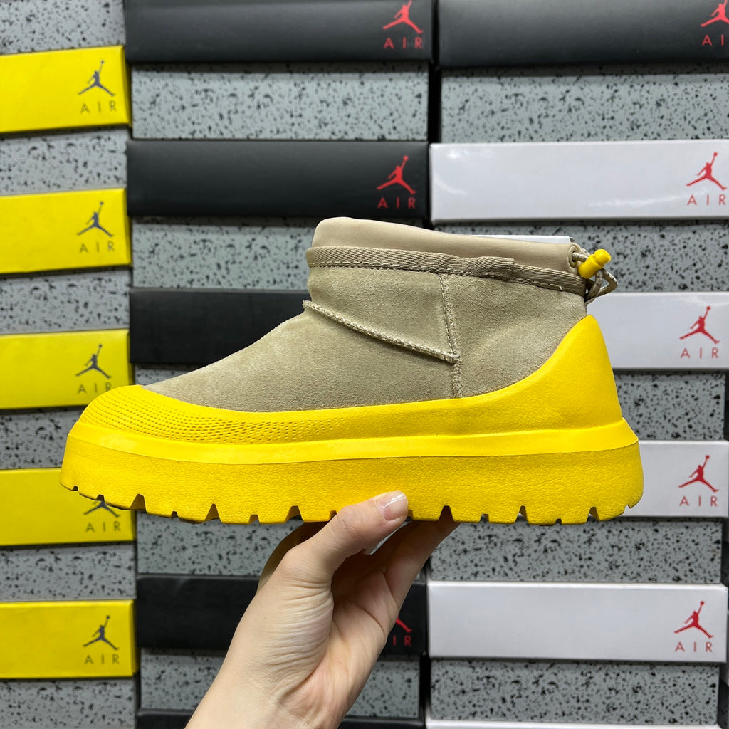 UGG Tasman Weather Hybrid Boot – Sand Suede with Yellow Lug Sole