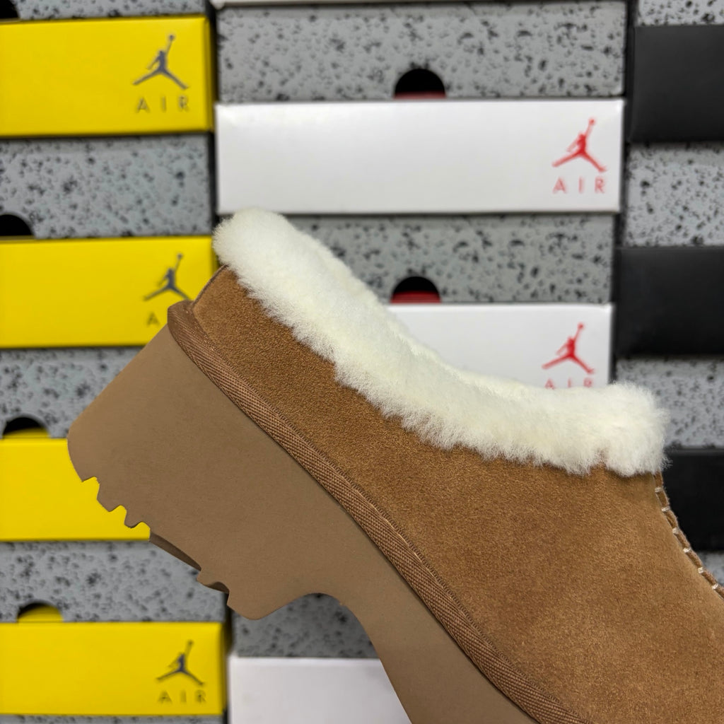 UGG Fisherman Wedge Slide – Sand with Genuine Sheepskin Footbed