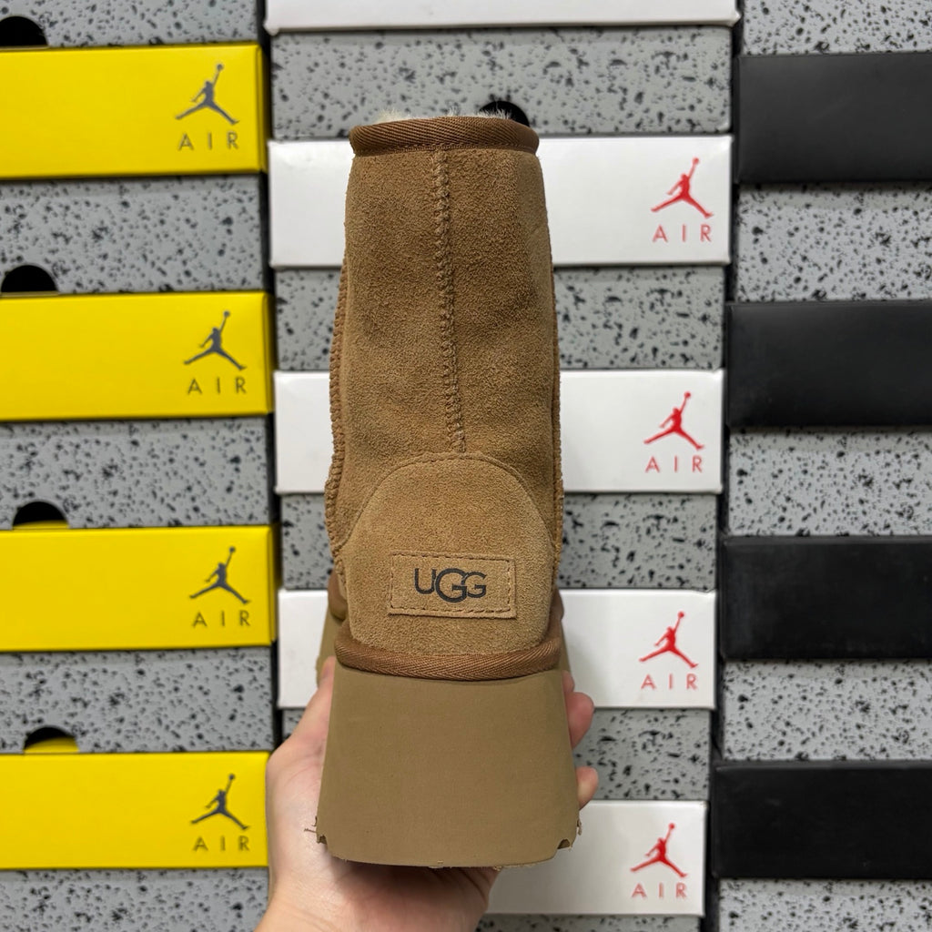 UGG Fisherman Wedge Tall Boot – Chestnut with Genuine Sheepskin Lining