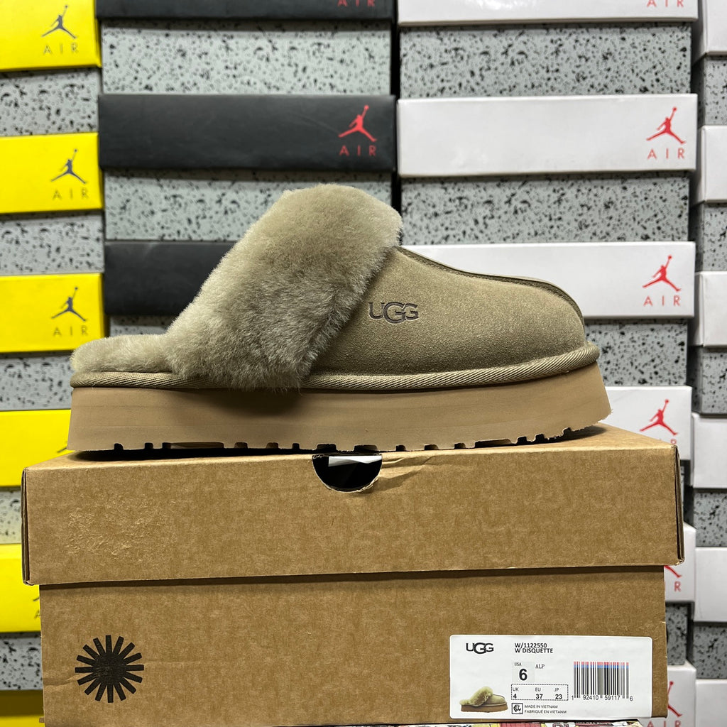 UGG Tazz Slipper – Olive Suede with Tonal Sheepskin