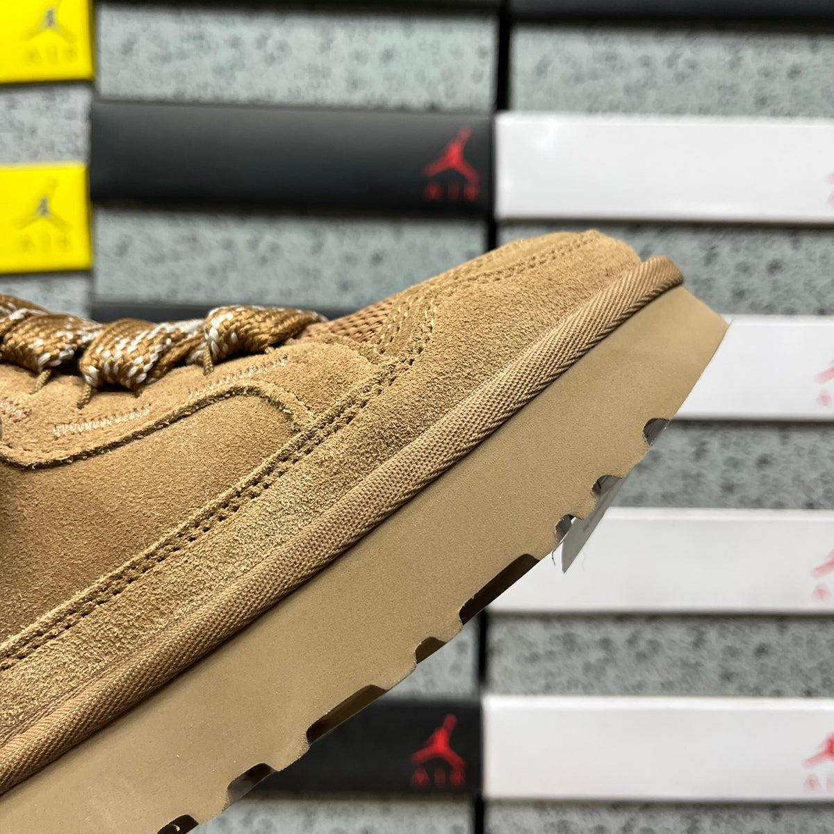 UGG Lowmel Sneaker – Chestnut Suede & Mesh with Sheepskin Collar & Tan SugarSole