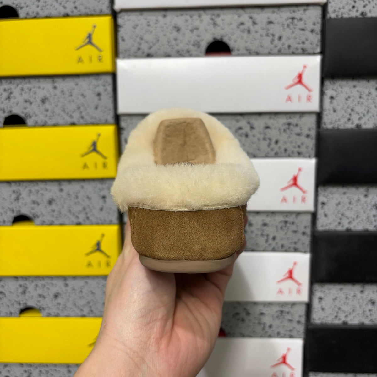 UGG Shearling Mule – Chestnut Suede Open-Back Clog with Cream Shearling Cuff & Gum Sunburst Sole