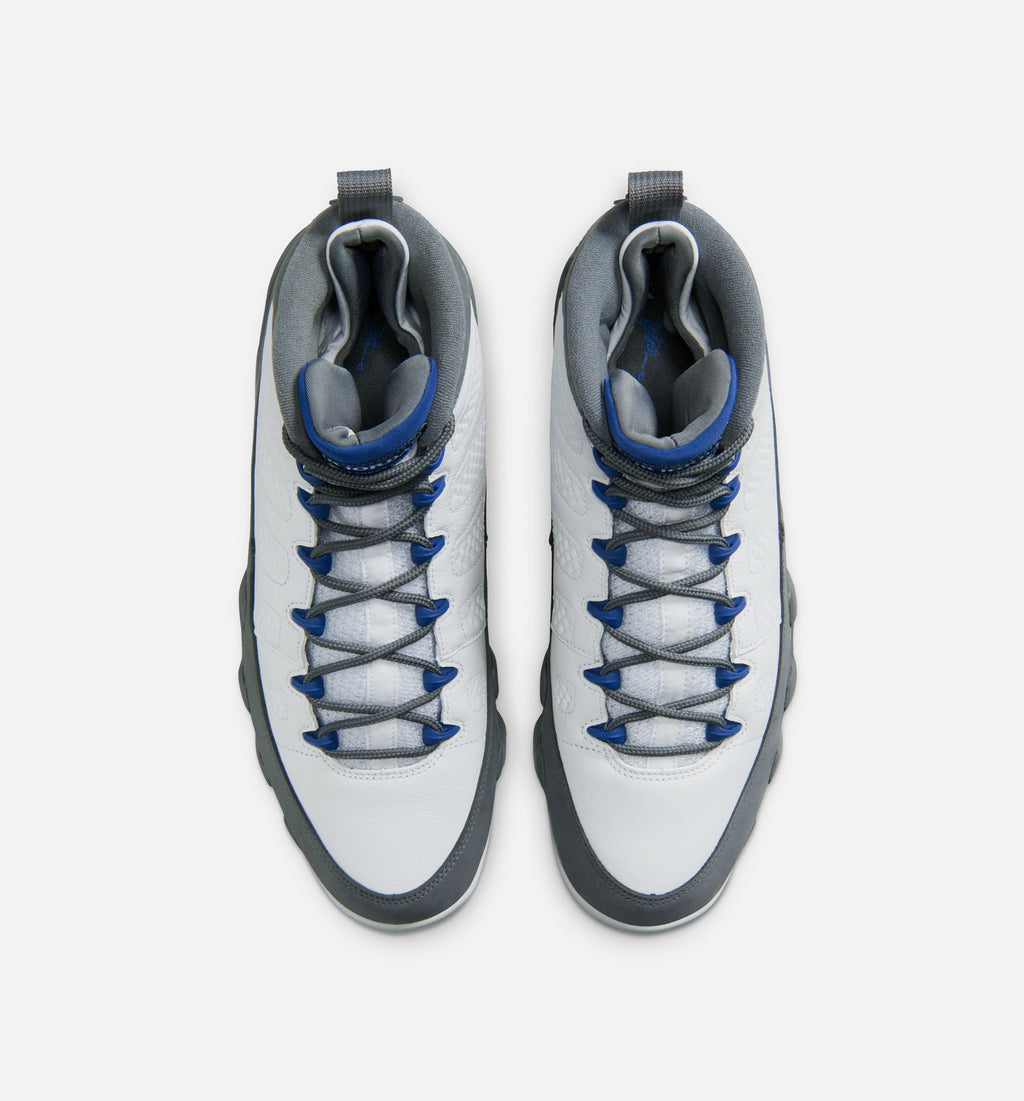 Air Jordan 9 Retro Flint Grey and French Blue Men's Lifestyle Shoes - White / French Blue / Flint Grey
