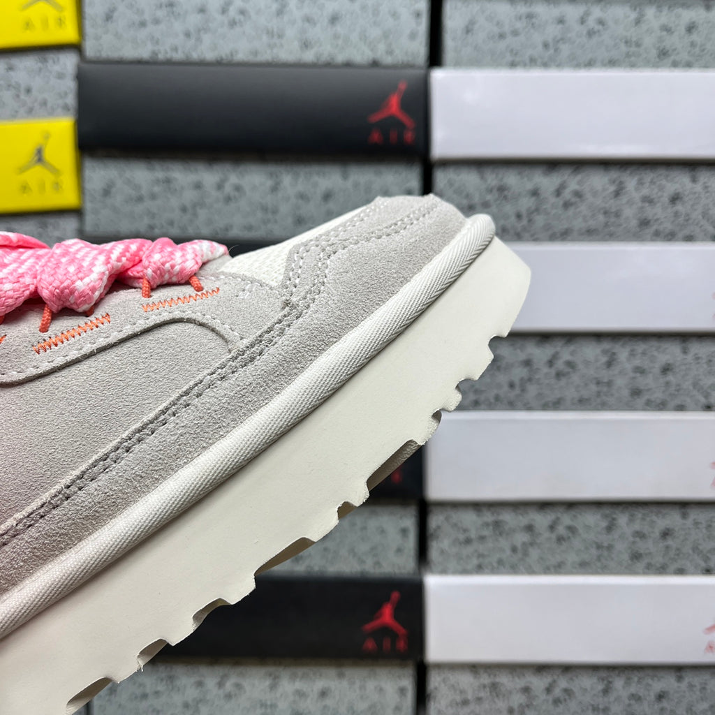 UGG Lowmel Sneaker – Cream Suede with Fluffy Pink Laces & Pompom Charm