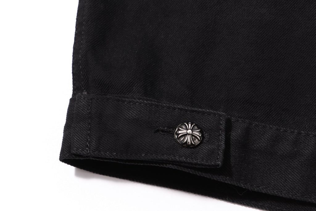 Chrome Hearts Multi Cross Studded Denim Jacket - Black Gothic Streetwear Coat H49