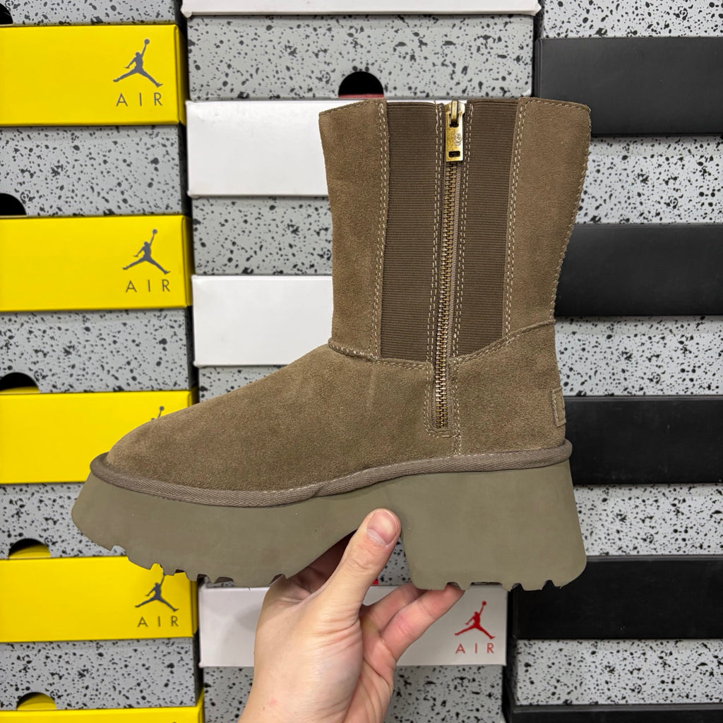 UGG Fisherman Zip Tall Boot – Walnut with Genuine Sheepskin Lining