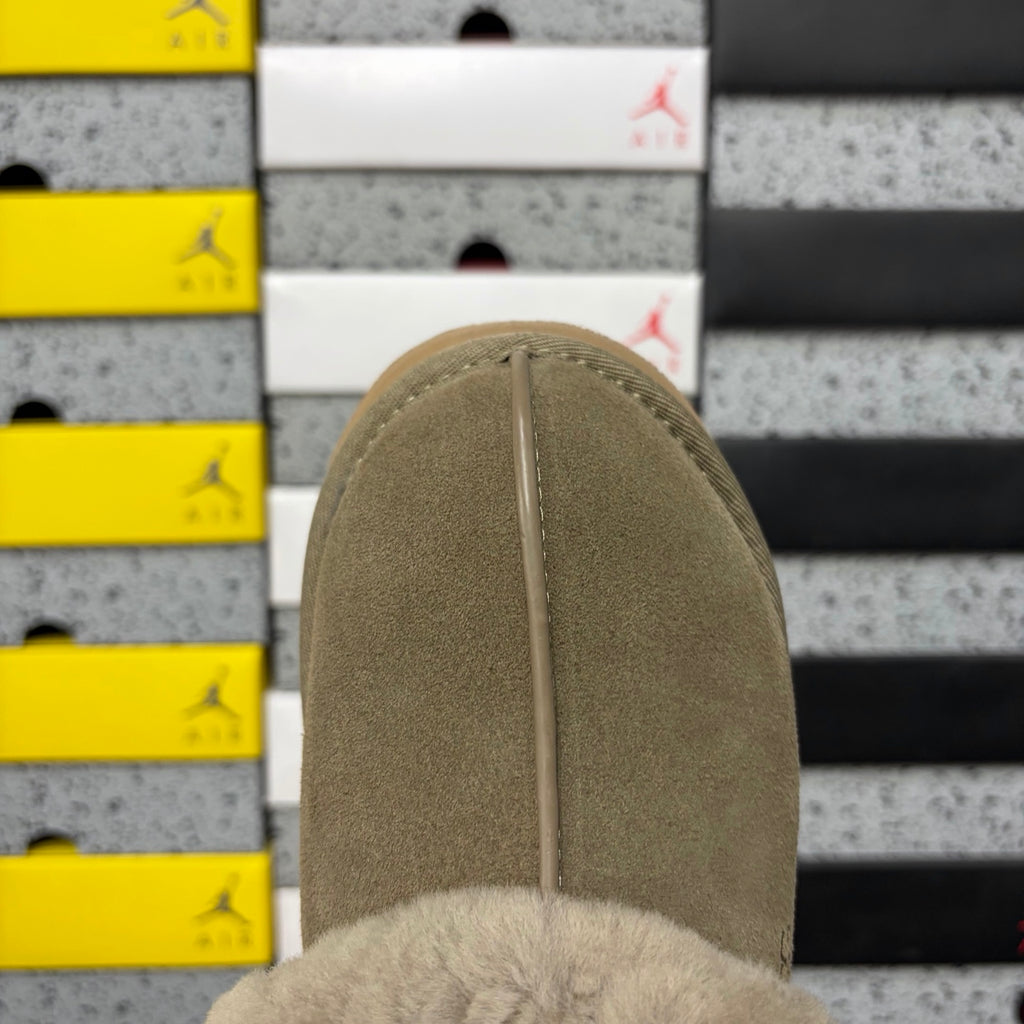 UGG Disquette Platform Slippers – Sand Suede & Shearling Fur Slide