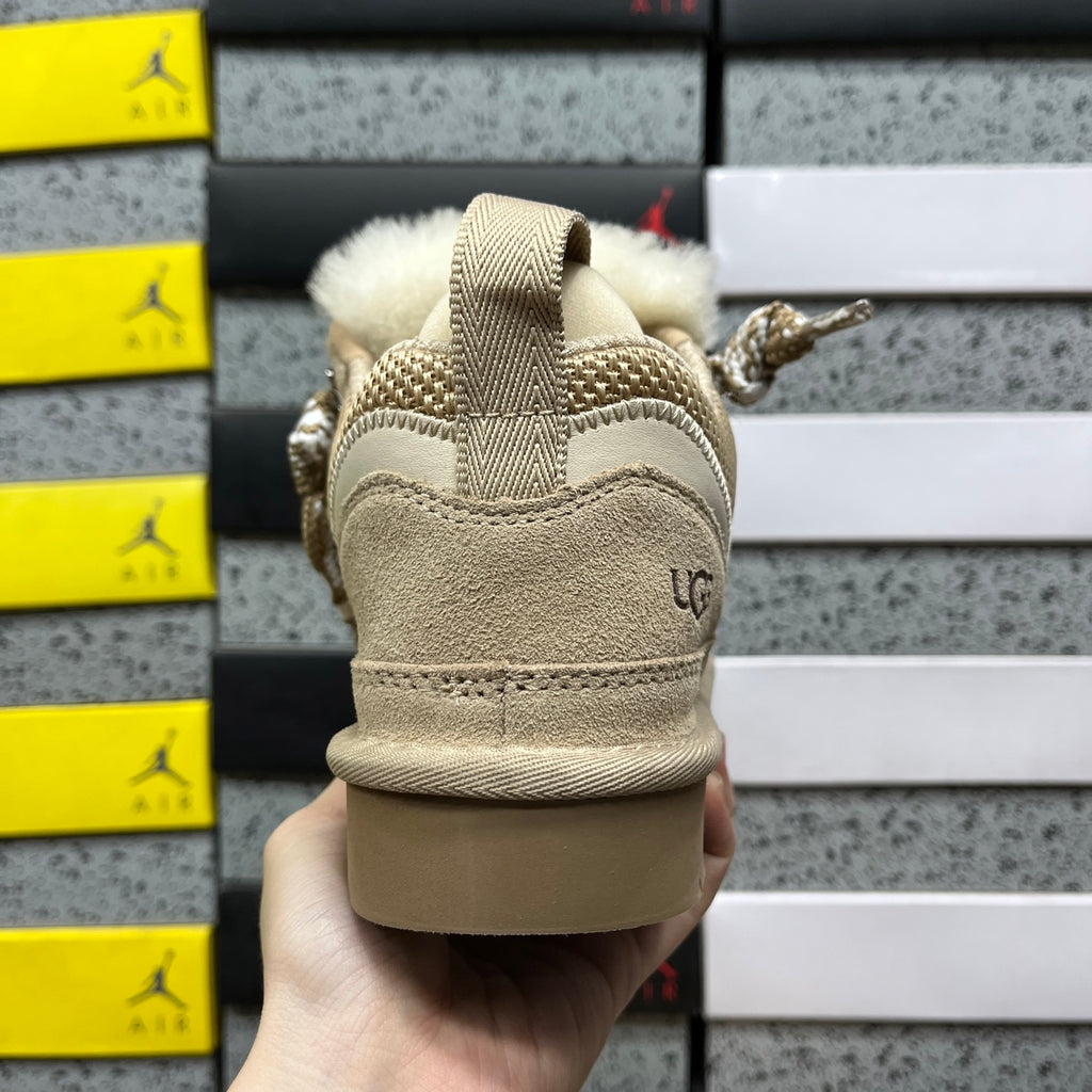 UGG Lowmel Sneaker – Sand Tonal with Sheepskin Collar & Cream SugarSole