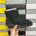 UGG Kallen Lace – Black Suede Platform Bootie with Cream Sheepskin Cuff