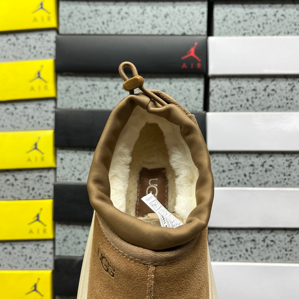 UGG Tasman Weather Hybrid – Chestnut Suede Slip-On with Cream SugarSole & Sheepskin Lining