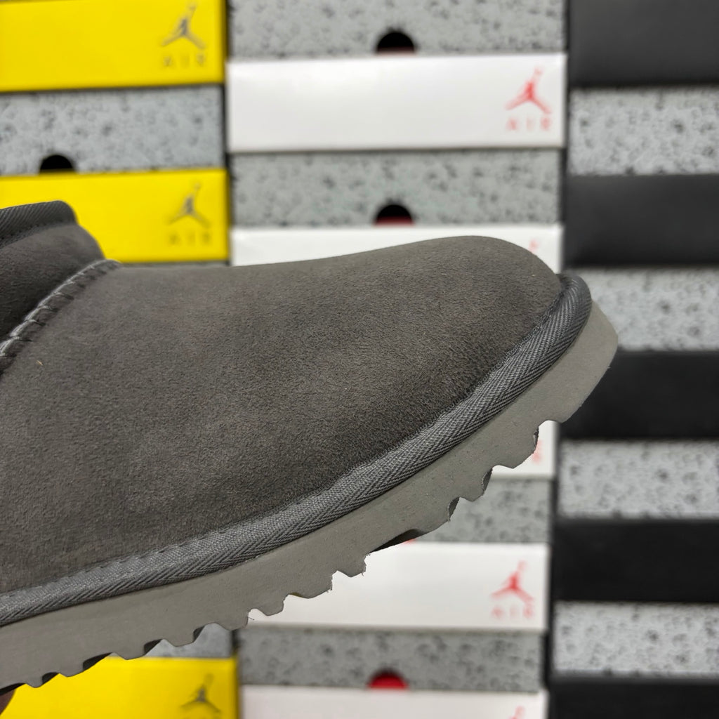 UGG Classic Ultra Mini Boot – Charcoal Suede Ankle Boot with Sheepskin Lining & Tonal Lug Sole