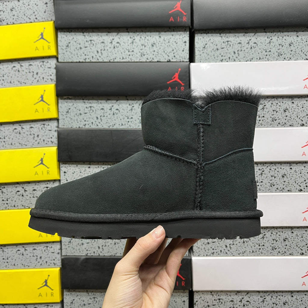 UGG Bailey Button Mini Boot – All-Black Suede