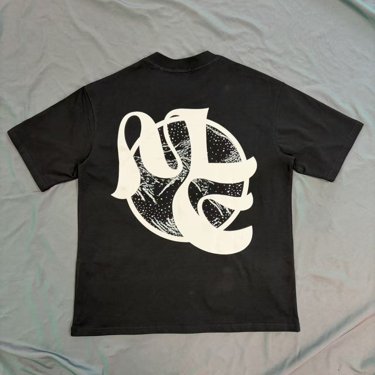 Black Abstract White Wordmark Graphic T-Shirt