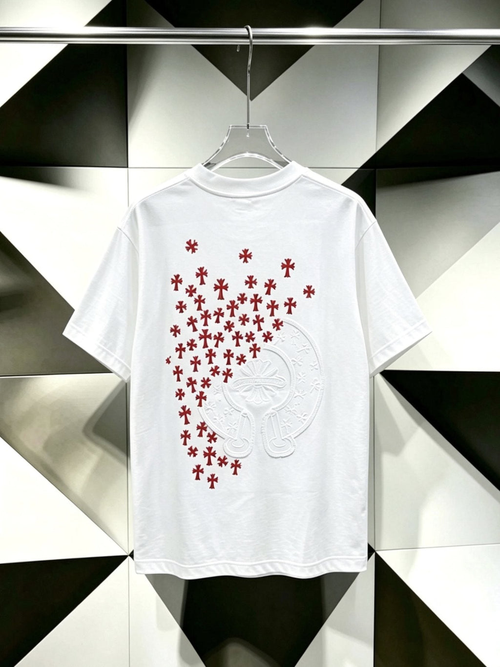 Chrome Hearts Red Cross Graphic Short-Sleeve T-Shirt