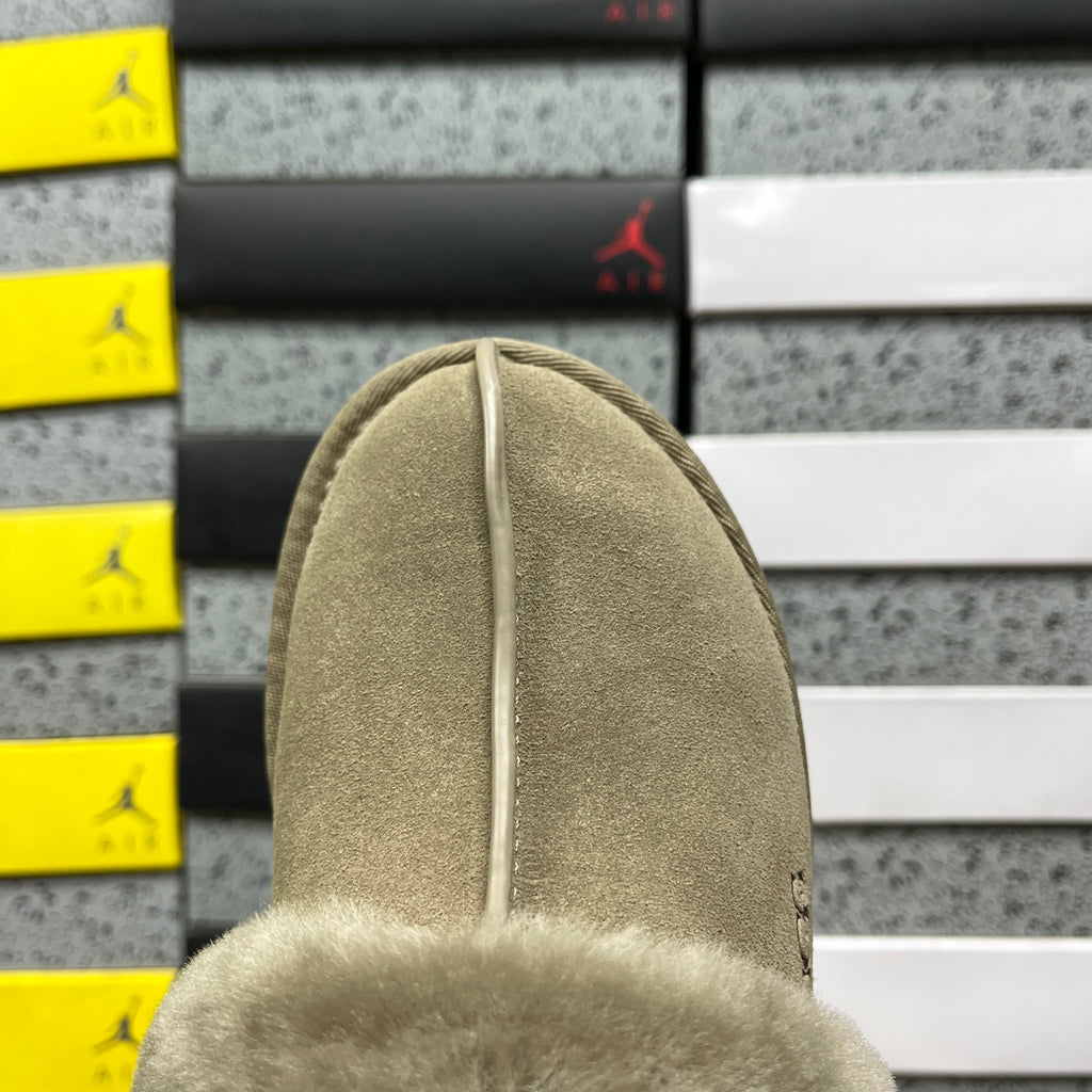 UGG Tazz Slipper – Olive Suede with Tonal Sheepskin