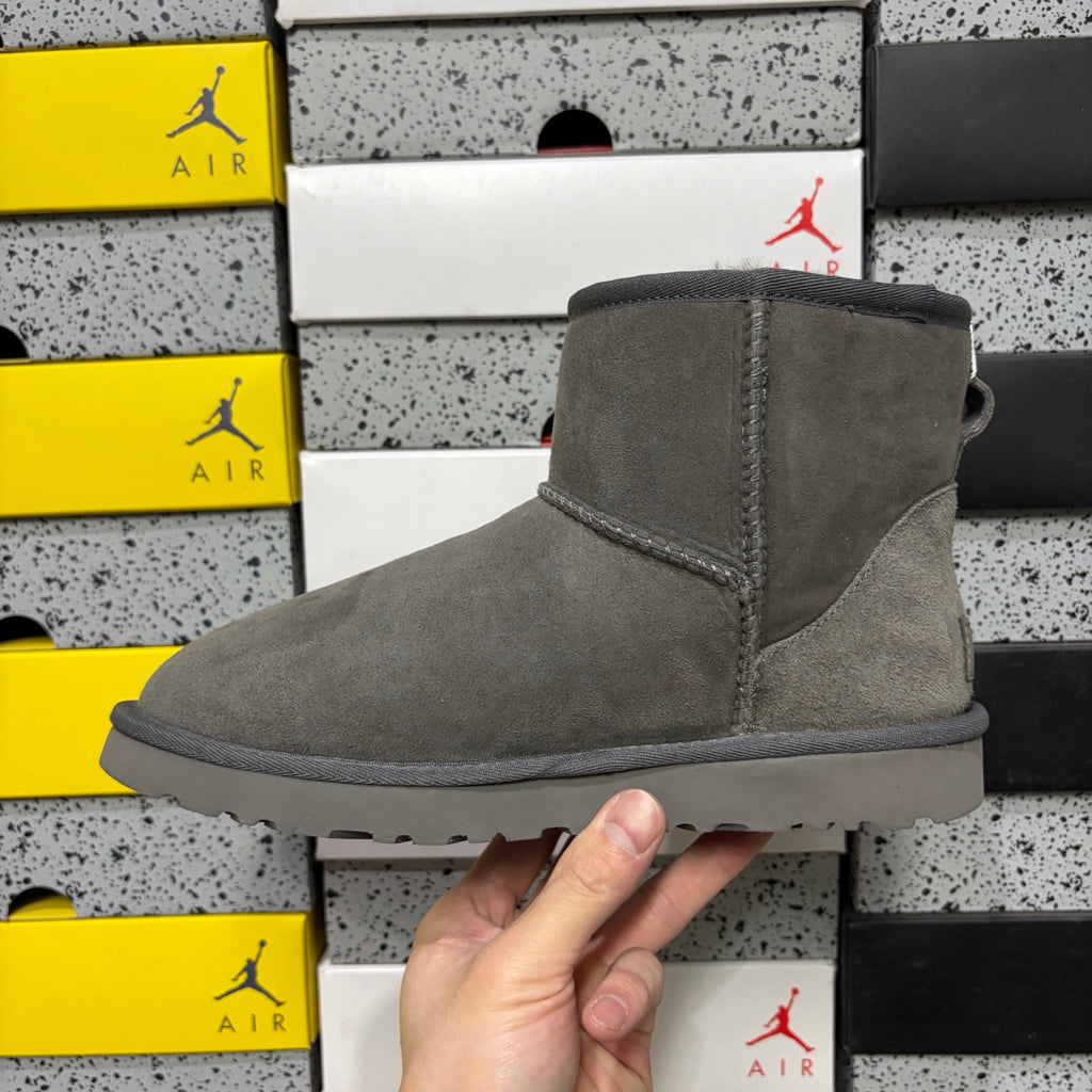 UGG Kallen Lace – Grey Suede Platform Bootie with Cream Sheepskin Cuff