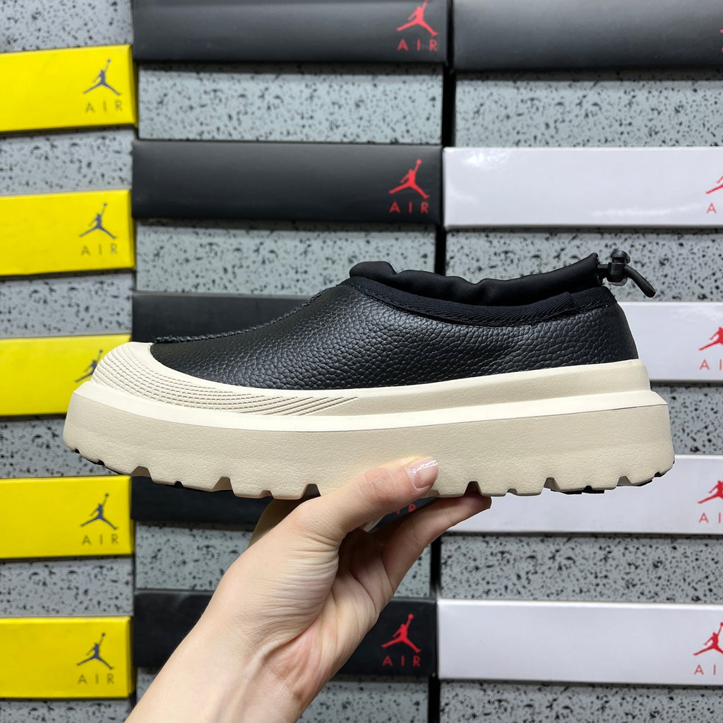 UGG Lowmel – Black Pebbled Leather Slip-On with Cream SugarSole & Sheepskin Lining