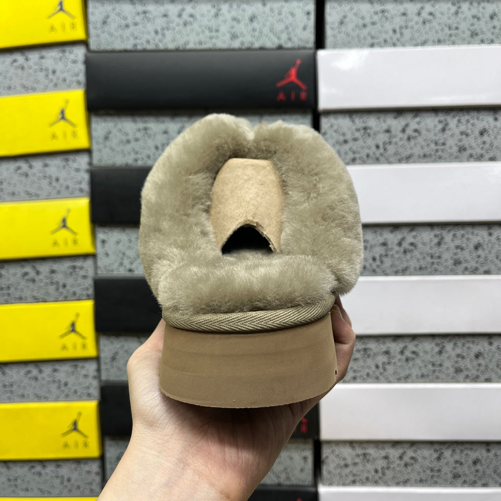 UGG Tazz Slipper – Olive Suede with Tonal Sheepskin
