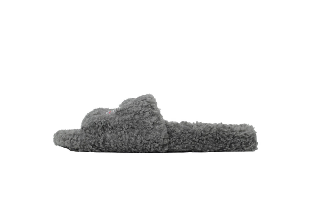 Balenciaga Coke Label Furry Slides Grey 654261 W2DO1 1596