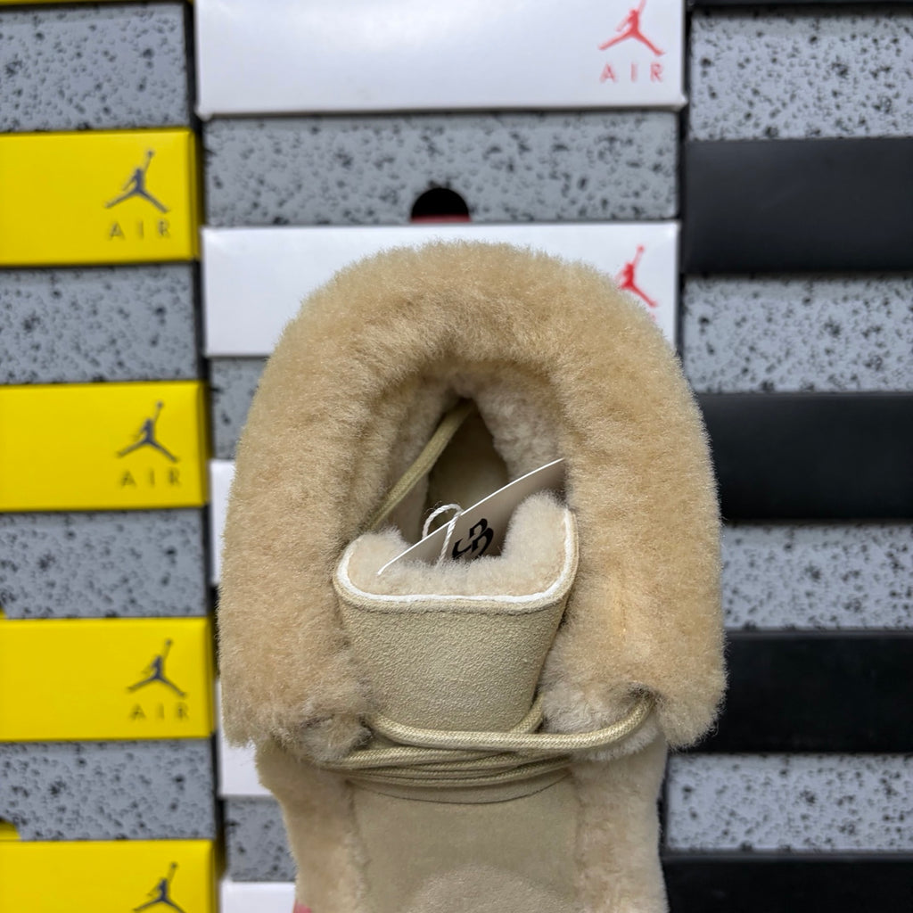 UGG Millen Lace Boot – Sand Suede Ankle Boot with Tonal Shearling Cuff & Chunky Platform Sole