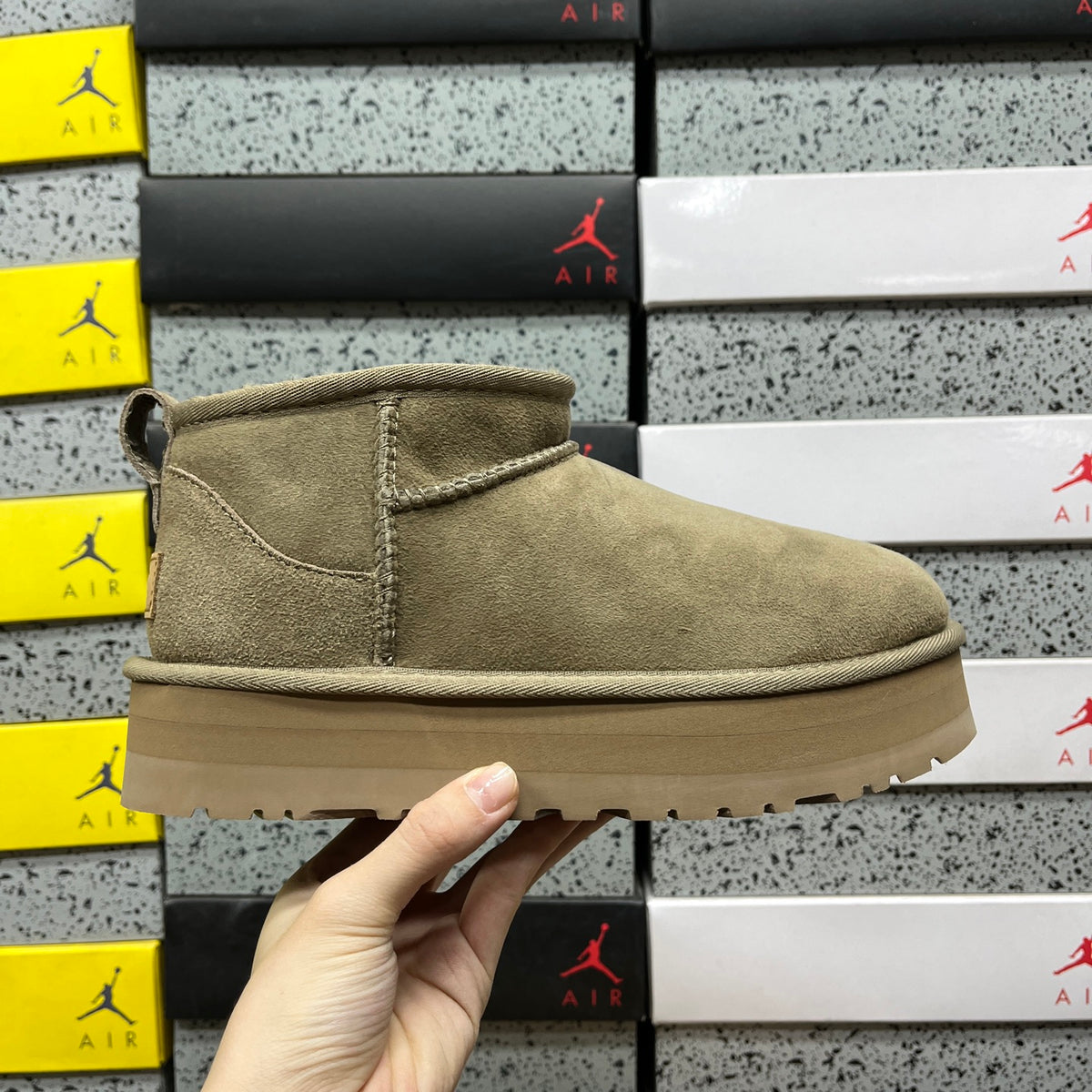 UGG Classic Ultra Mini Platform Boot – Olive Tonal with Warm Gum Platform Sole