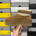 UGG Round-Toe Buckle Mid-Shaft Boot – Chestnut Suede with Sheepskin Lining