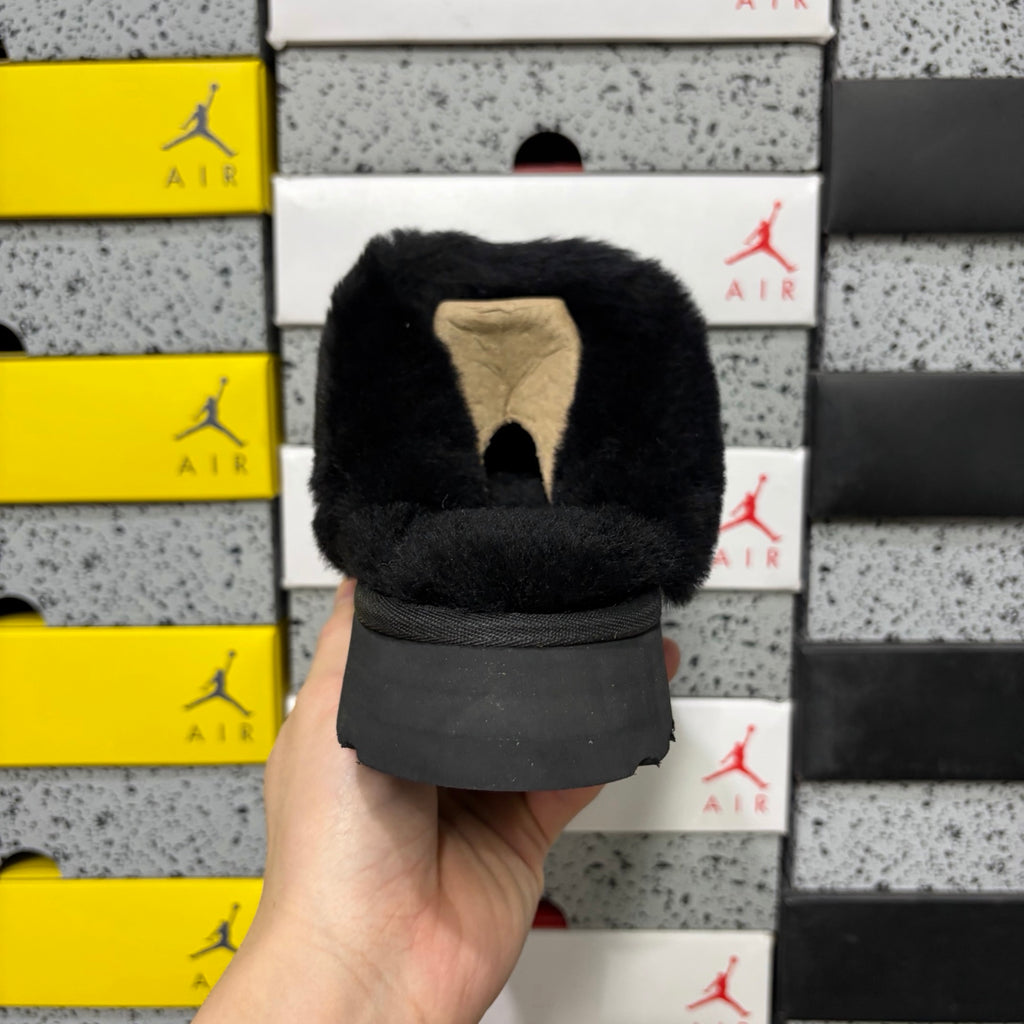 UGG Star Platform Slide – Black with Genuine Sheepskin Footbed