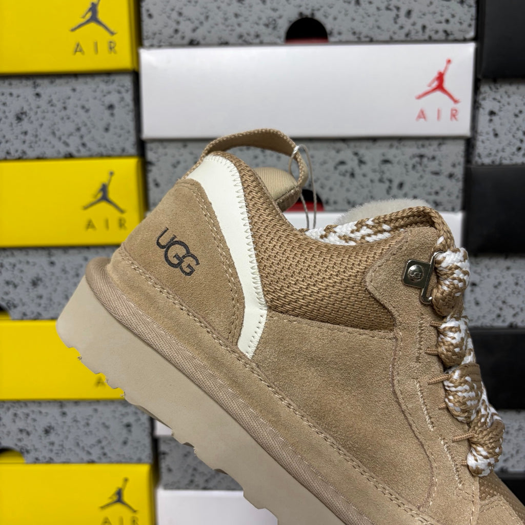 UGG Kallen Lace – Sand Suede Lace-Up Sneaker Boot with Cream Heel Contrast & Braided Rope Laces