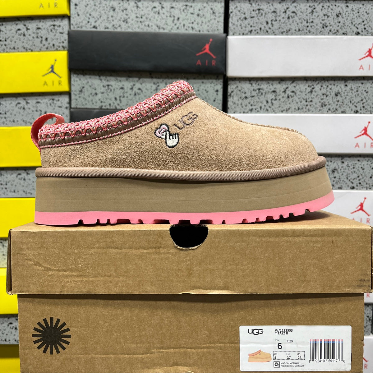 UGG Classic Ultra Mini Boot – Sand Suede with Pink SugarSole