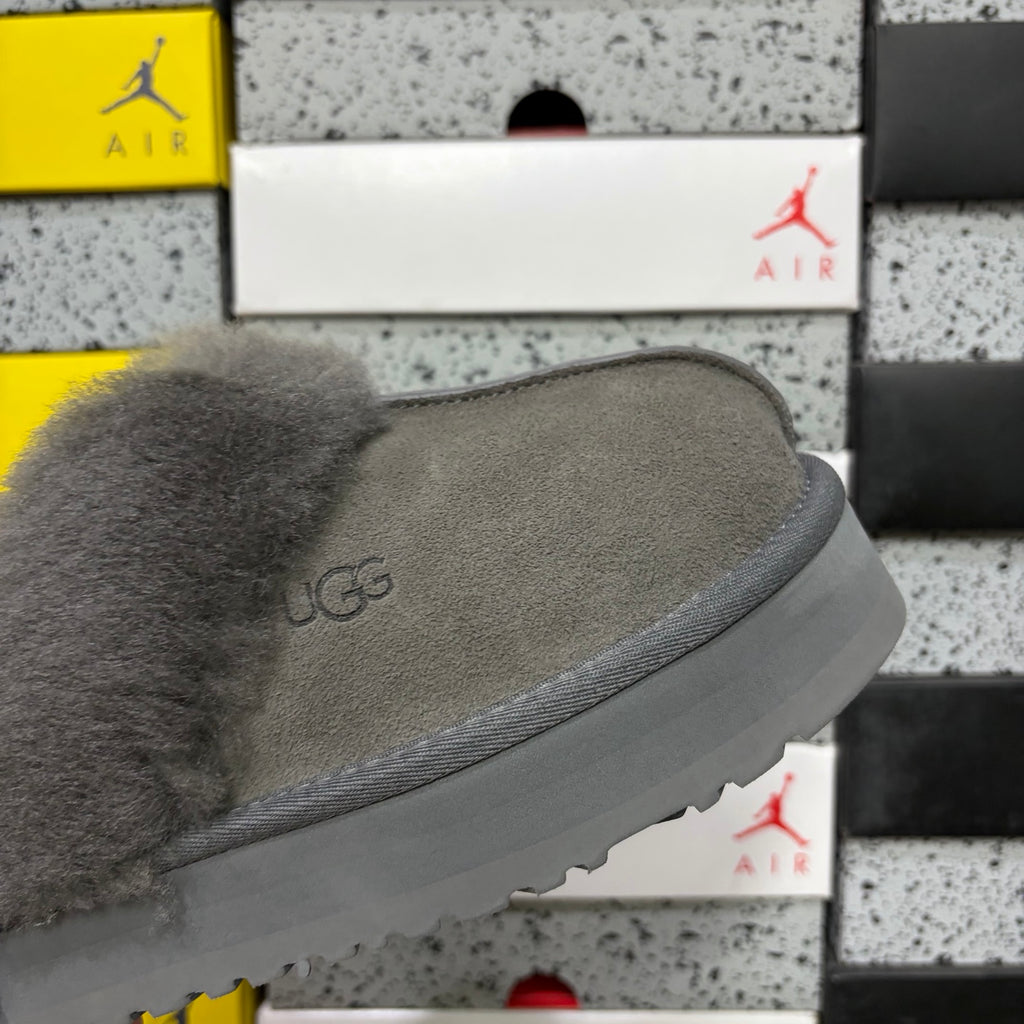 UGG Star Platform Slide – Grey with Genuine Sheepskin Footbed
