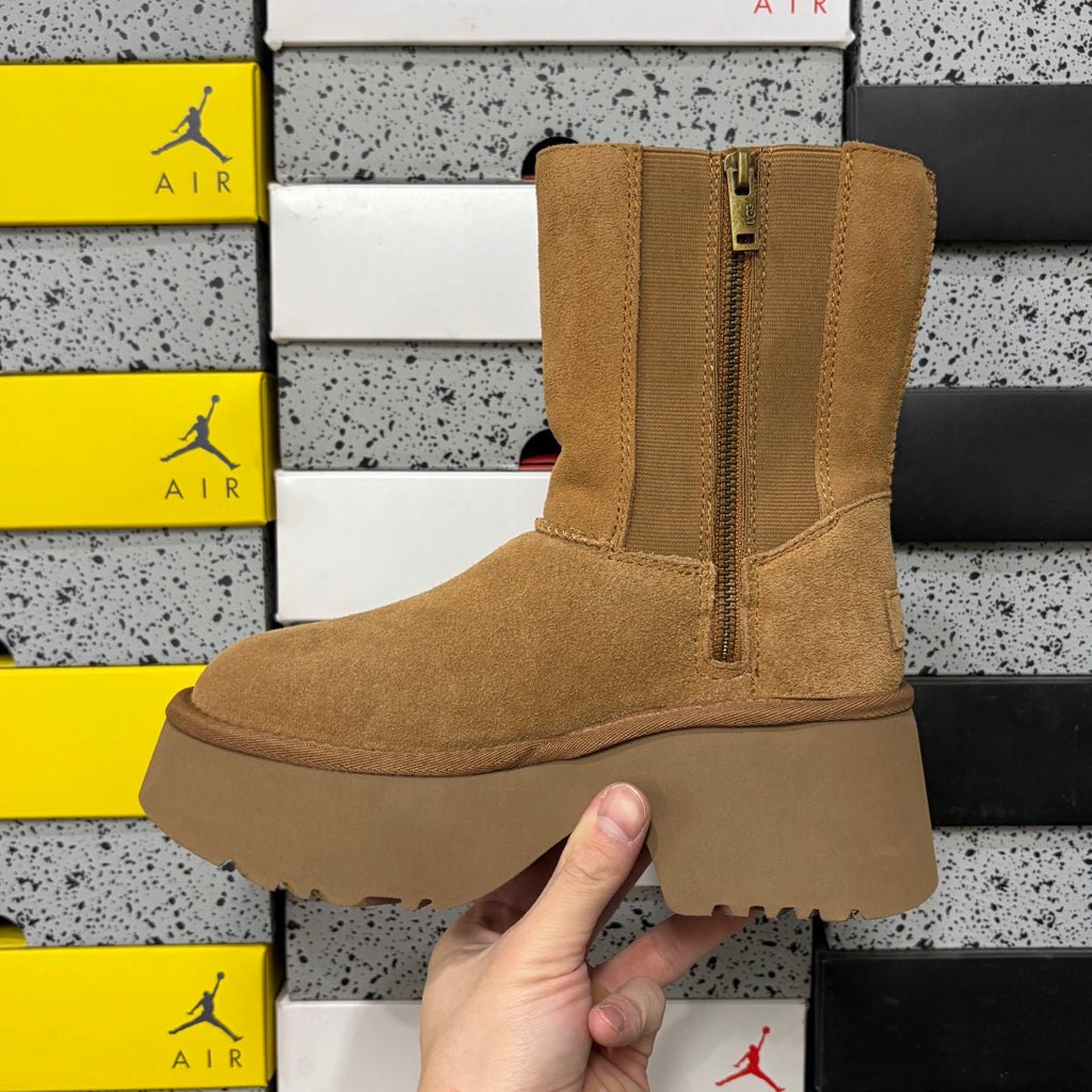 UGG Fisherman Zip Tall Boot – Chestnut with Genuine Sheepskin Lining