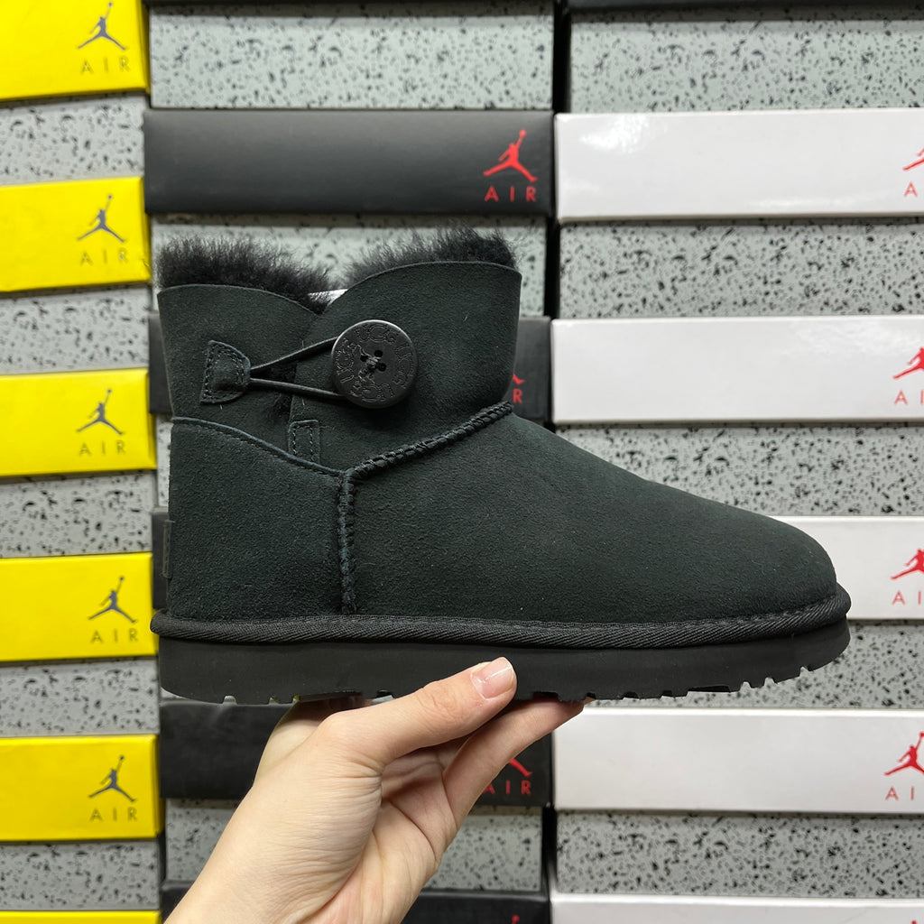 UGG Bailey Button Mini Boot – All-Black Suede