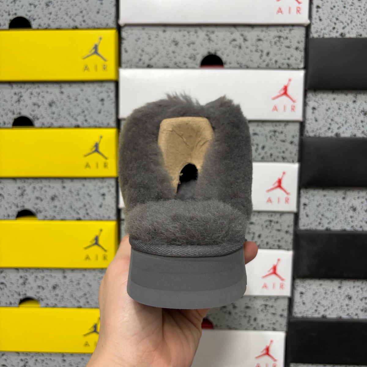UGG Star Platform Slide – Grey with Genuine Sheepskin Footbed