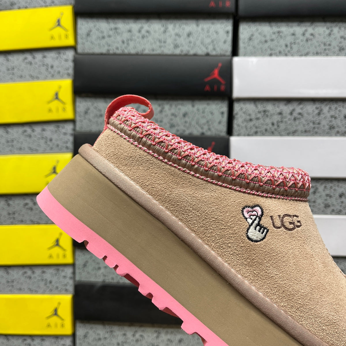 UGG Classic Ultra Mini Boot – Sand Suede with Pink SugarSole