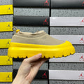 UGG Tasman Weather Hybrid – Sand Suede Slip-On with Yellow SugarSole & Sheepskin Lining