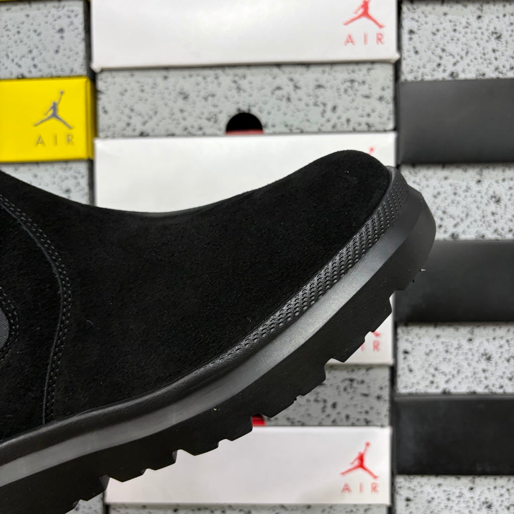 UGG Burleigh Chelsea Boot – All-Black Suede Slip-On with Elastic Gussets, UGGplush Outsole & Red UGG Heel Medallion