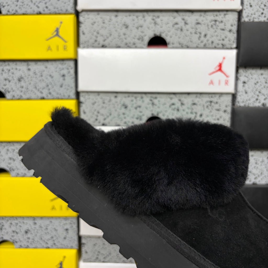 UGG Star Platform Slide – Black with Genuine Sheepskin Footbed
