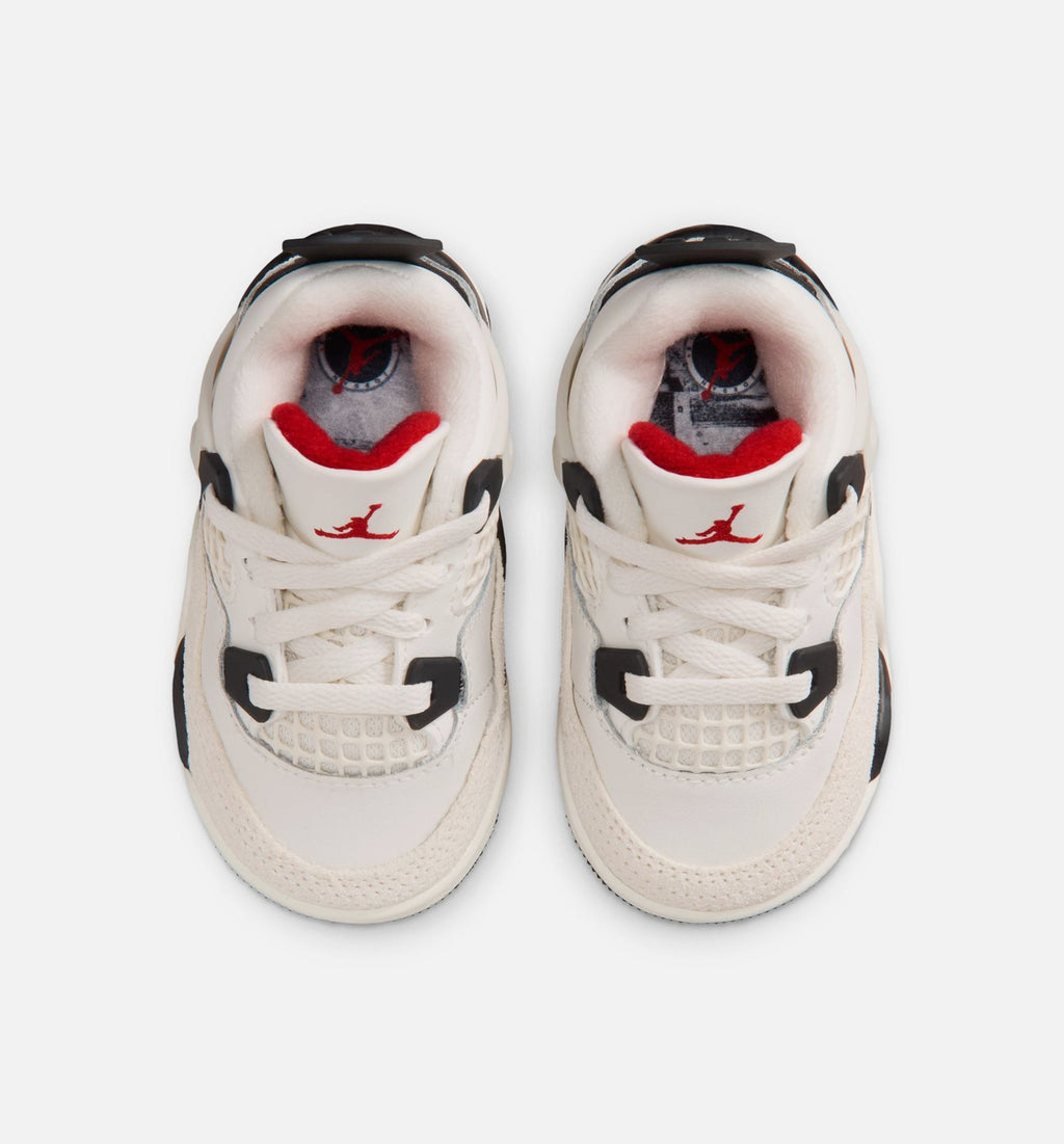 Air Jordan 4 Retro Flight Club Infant & Toddler Shoes - Sail/Black/University Red