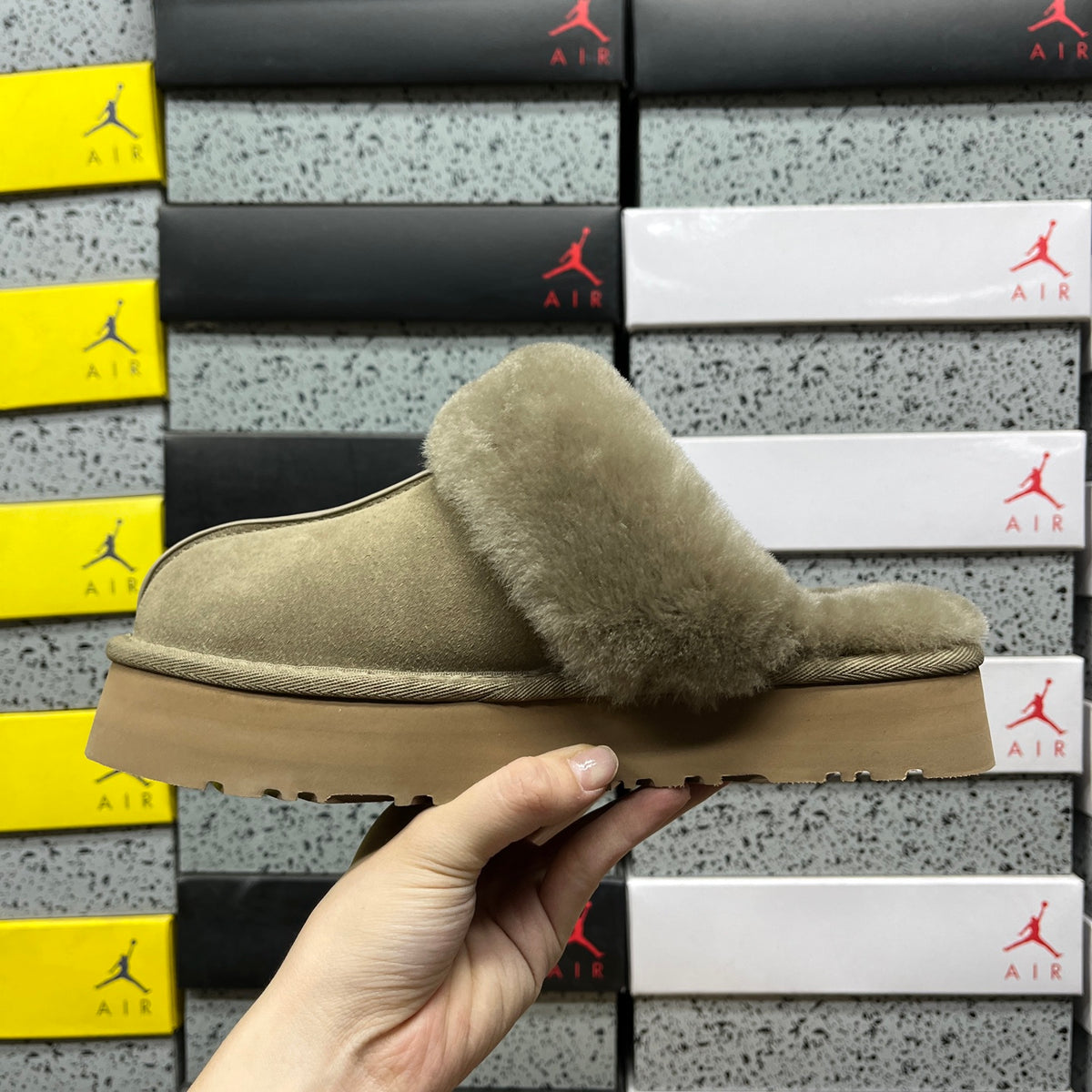UGG Tazz Slipper – Olive Suede with Tonal Sheepskin