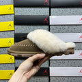UGG Goldenstar Clog – Sand Suede Open-Back Mule with Plush Sheepskin Cuff & Tonal Lug Sole