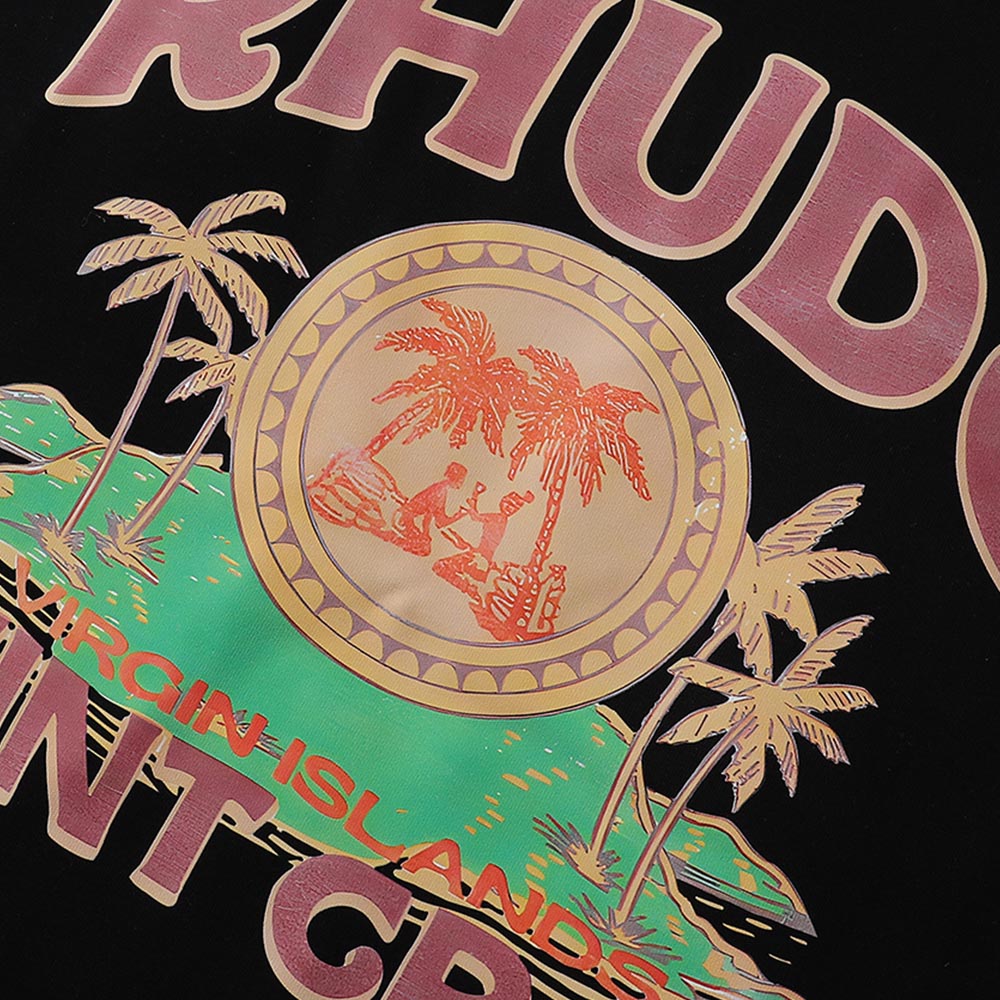 Rhude T-shirts Coconut Printed Cotton Casual Short Sleeve Men and Women