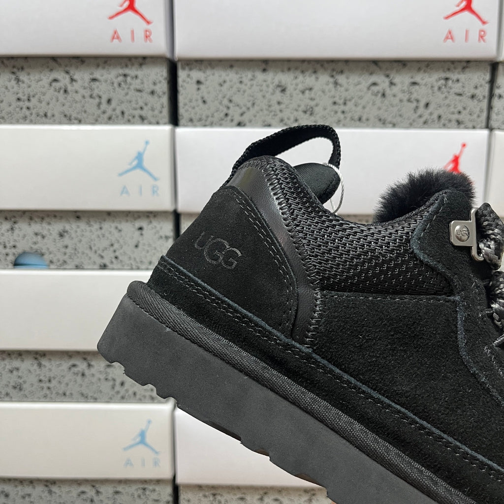 UGG Kallen Lace – Black Suede Lace-Up Sneaker Boot with Shearling Collar & Chunky Lug Sole