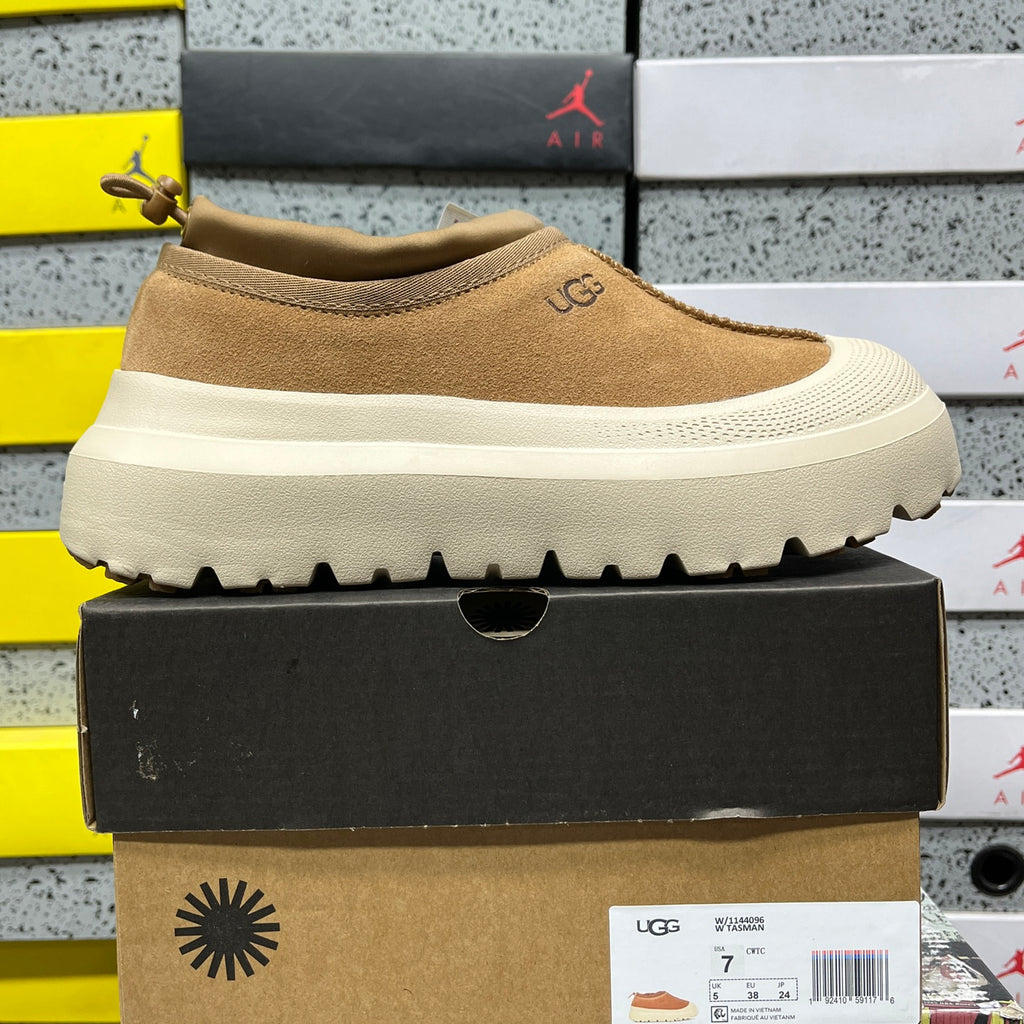 UGG Tasman Weather Hybrid – Chestnut Suede Slip-On with Cream SugarSole & Sheepskin Lining