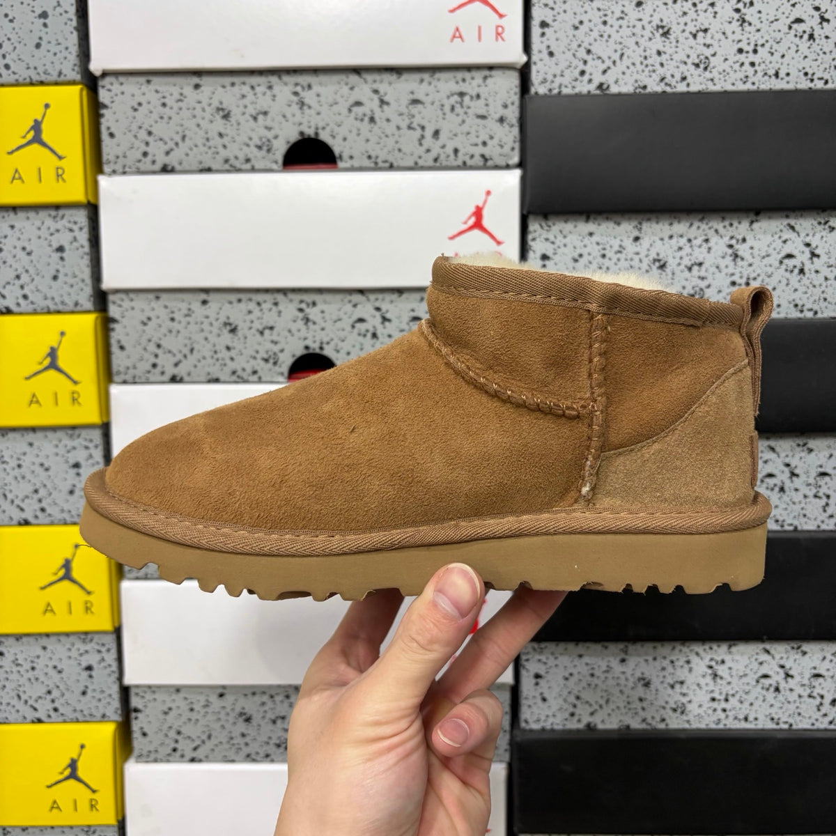 UGG Classic Ultra Mini Boot – Chestnut Suede Ankle Boot with Sheepskin Lining & Tonal Lug Sole