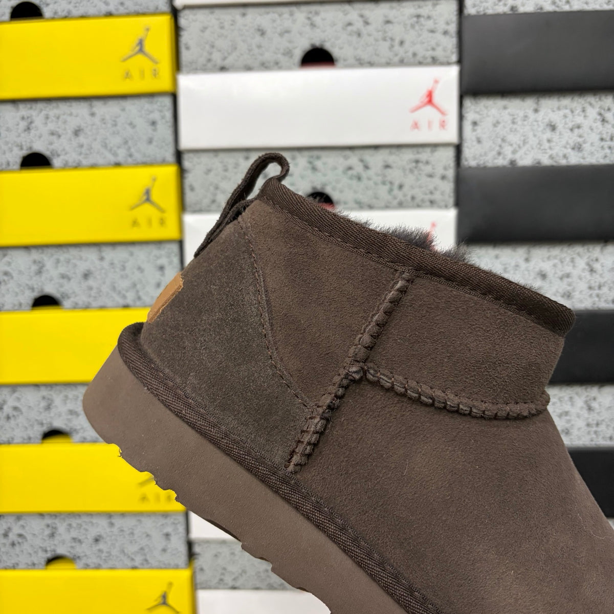 UGG Classic Ultra Mini Boot – Espresso Suede Ankle Boot with Sheepskin Lining & Tonal Dark Brown Sole