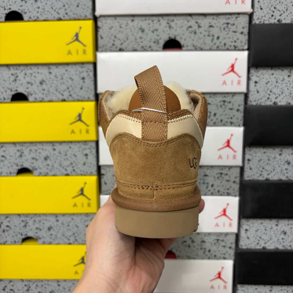 UGG Kallen Lace – Sand Suede Lace-Up Sneaker Boot with Cream Heel Contrast & Braided Rope Laces
